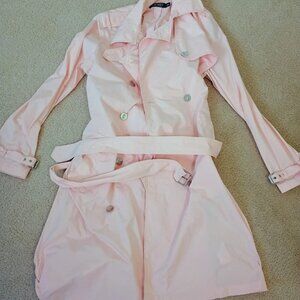 Lauren Ralph Lauren Light Pink Belted Trench Coat w/Metal Buttons - Size 14